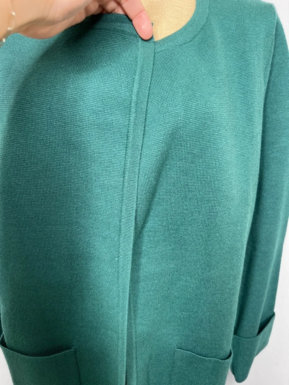 ANRABESS Long Sleeve Heavy Knit Open Front Cardigan in Emerald Green size Large